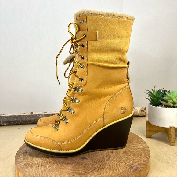 Timberland Shoes - Timberland EK Meriden Warm-Lined Fold Down Wedge Boots – Wheat (Size 9.5)